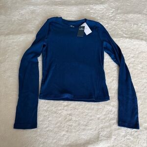 NWT Hollister Navy Blue Ribbed Baby Long Sleeve Top size Large